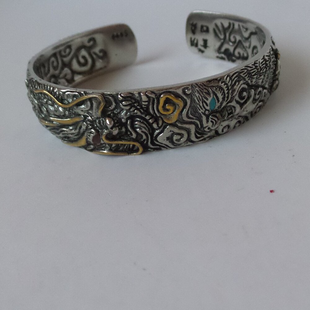 Buddha Power Sterling Silver cuff bracelet - Picture 3 of 15